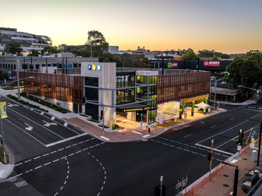 Greensborough Multi Level Carpark at dusk
